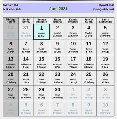 Kalender juni 1969 lengkap dengan weton  Kalender Jawa Desember 2023